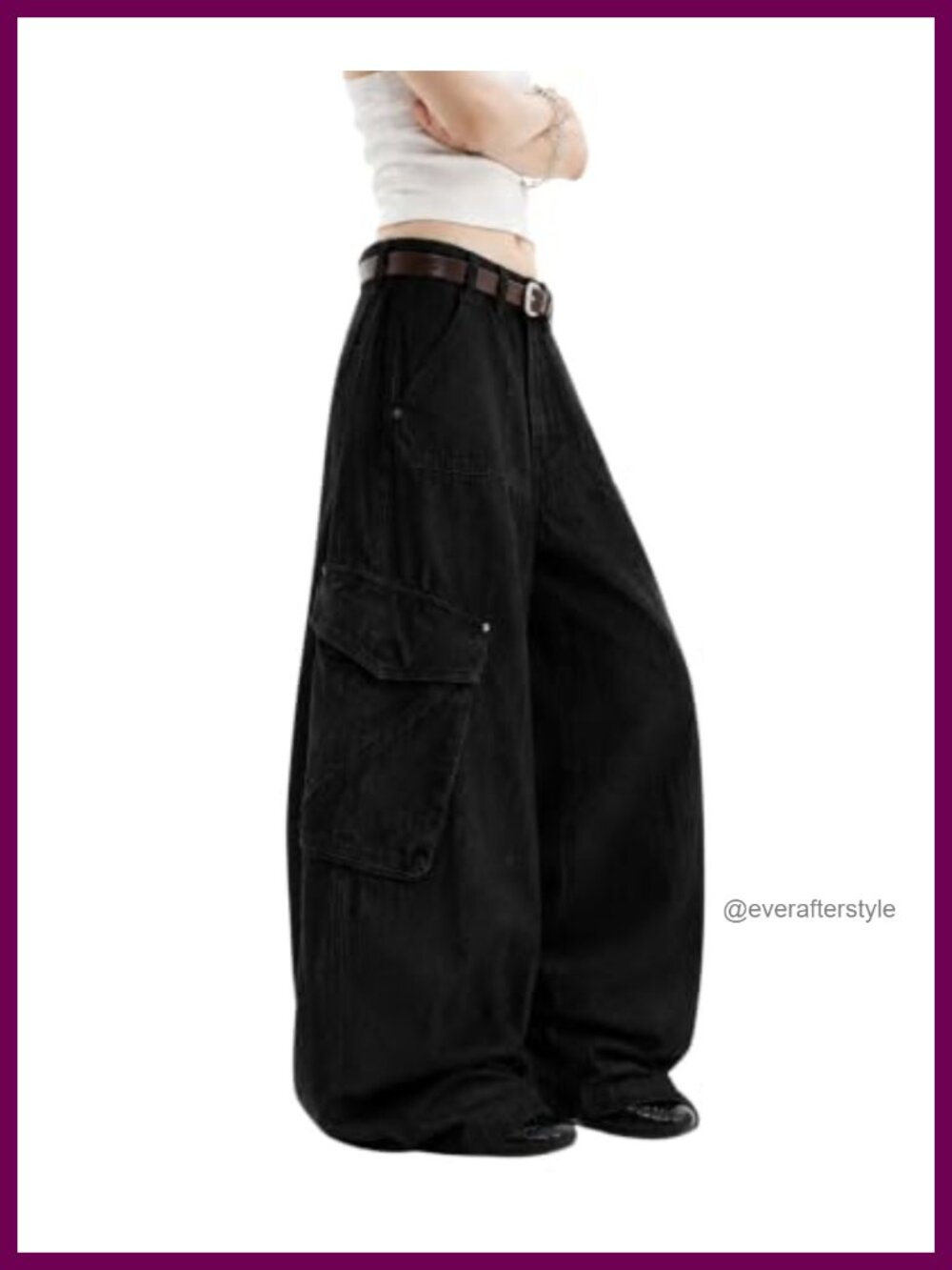 High Waisted Barrel Wide Leg Cargo Jeans Stretch Denim Utility Pants